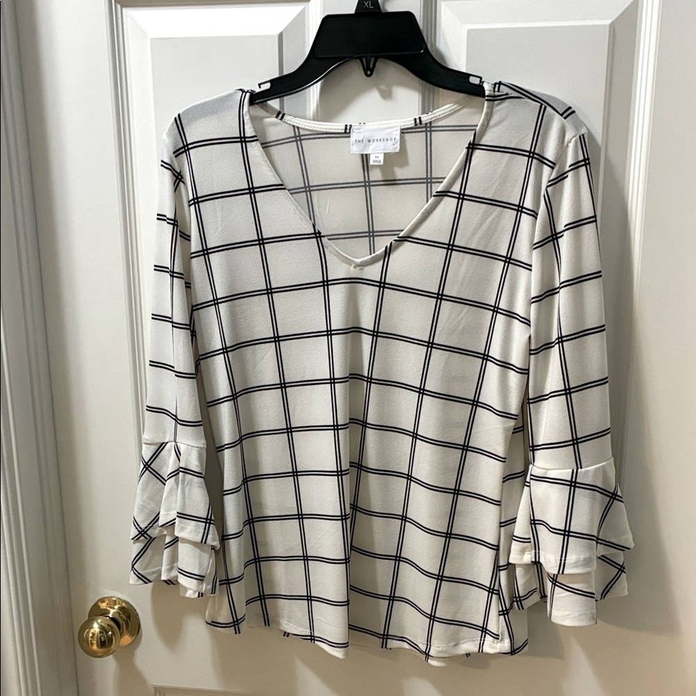 Workshop Republic Clothing White and Black Check Blouse